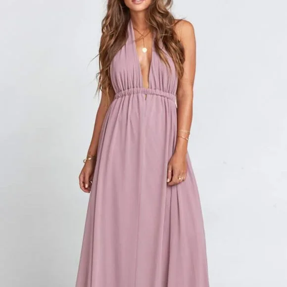 Luna Halter Dress ~ Antique Rose Chiffon